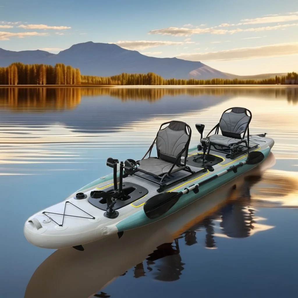 Fishing Boat Seat - 14ft Inflatable Fishing Canoe Boat Double-seat